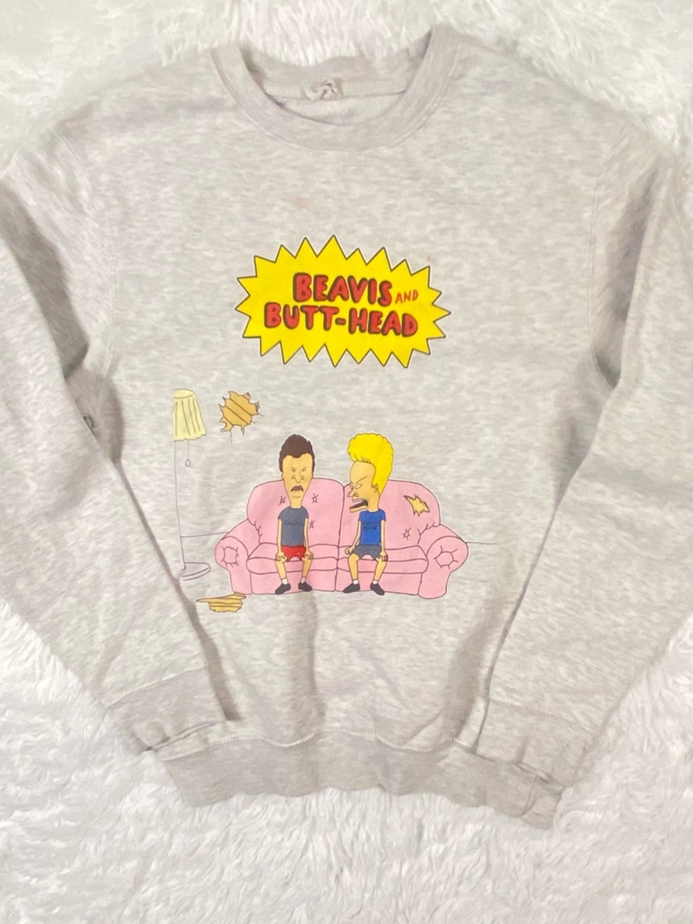 Source Unknown Gray Beavis and Butt-Head Graphic Sweatshirt